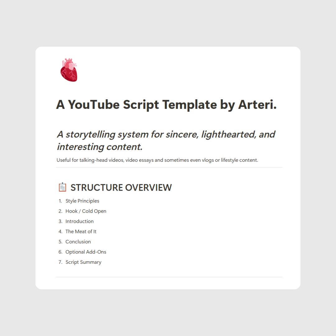 YouTube Script Template by Arteri